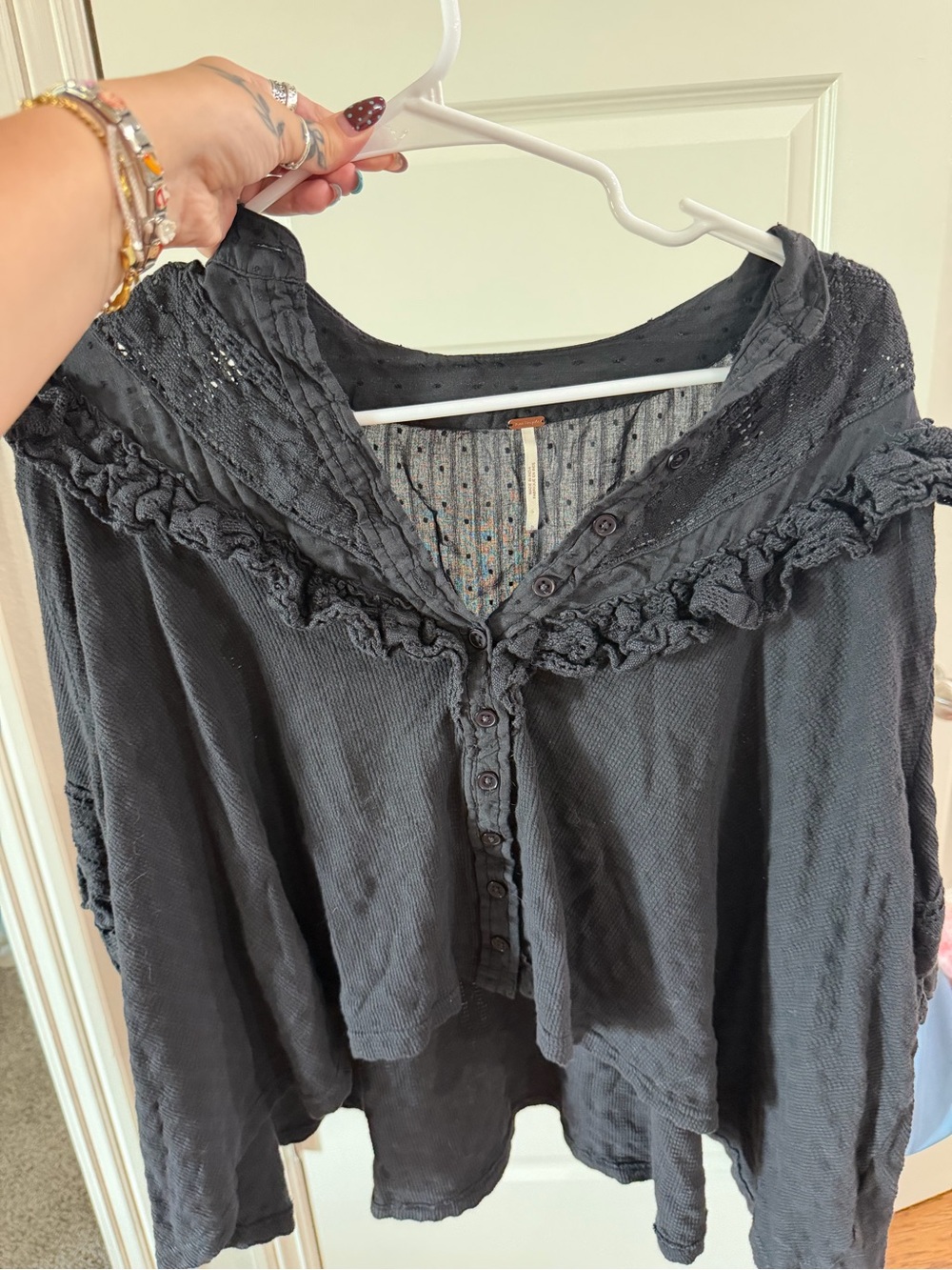 Free people Ruffled Button-Front Womens Top - Picture 5 of 6